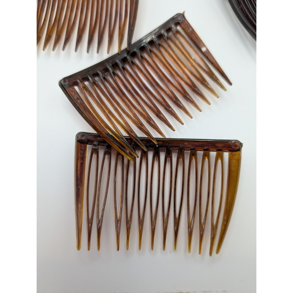 Vintage Goody Mini Hair Combs Side Pin Brown Marble Tortoise 2" USA - Picture 12 of 16
